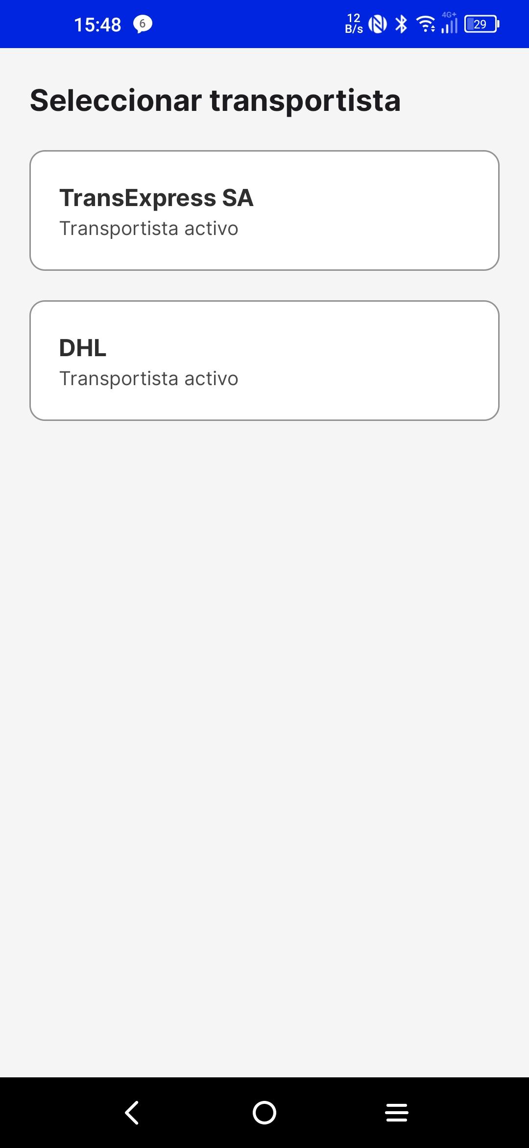 Selección automática de transportista en PDA